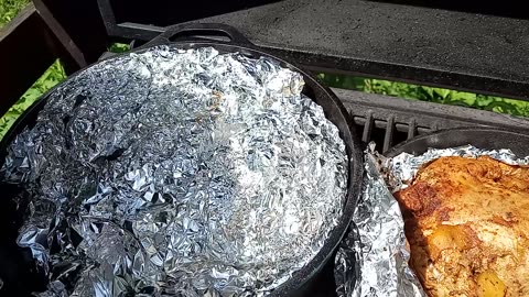 Mesquite Chicken & Pork Butt on the grill