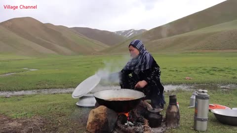 Shepherd Mother Cooking Traditional Shepherd Food in the Nature | Village Life in Afghanistan