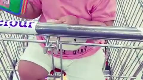 Funny Cute baby shopping