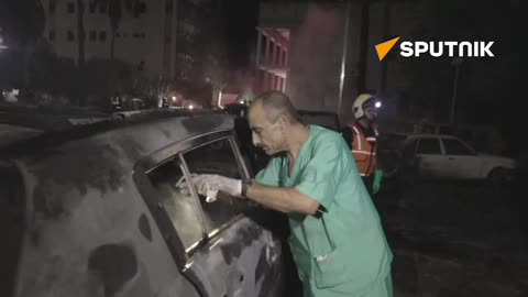 Footage Al Ahli hospital shelling