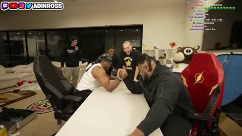 Adin Ross Bodyguard breaks his arm while arm wrestling Zias! Must Watch!!