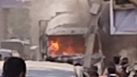 Concrete truck fire accident