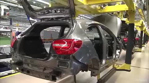 The construction of a Mercedes A-Class in the factory