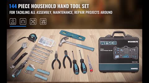 Review: Tool Kit, Household Hand Tool Set, WESCO 144 Pieces Home Tool Kit with Storage CaseBox