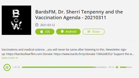 BardsFM, Dr. Sherri Tenpenny and the Vaccination Agenda - 20210311