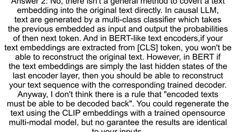 Converting Hugging Face Transformer Text Embeddings Back to Text