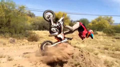 Rainbow helmet dirtbike jump fail