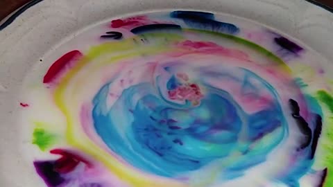 Dish soap, food coloring and milk reaction