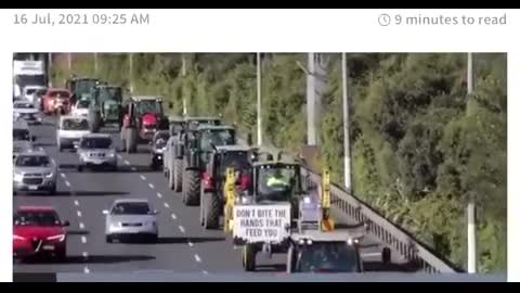 Farmers in New Zealand protesting against a planned fart tax