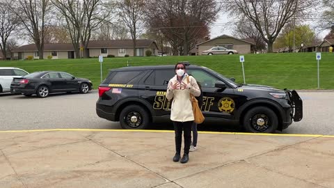 "You are Threatening my Family" Mask Karen outside Hudsonville School Board Meeting