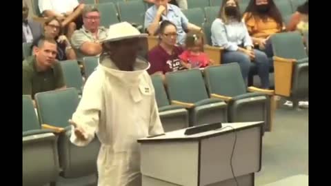 Man Trolls School Board In Beekeeper Suit: "I Have A .00001 Chance Of Getting Stung By A Bee Today"