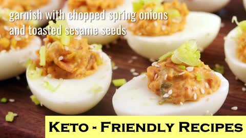 Keto Bacon and Kimchi Deviled Eggs