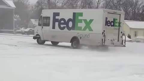 FedEx driver doing donuts