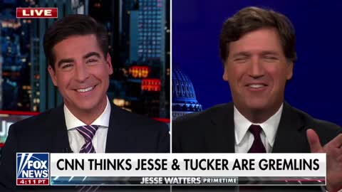 Jesse Watters is joined by Tucker Carlson during the launch of his new show