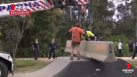 Clown World-Vic Cops Barricade Skate Park