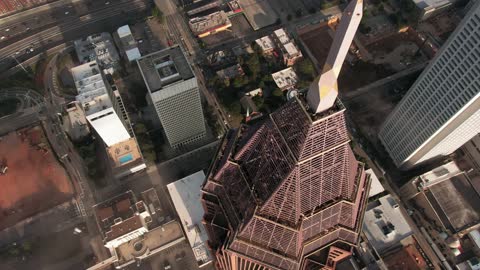 Aeerial View Of City With Tall Buildings