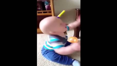 Cute baby plays