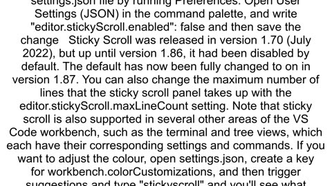 VS Code 186 line of code started following me in split at top of screen as I scroll Why