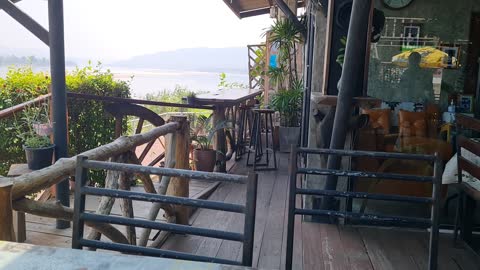 Having lunch on the making river in North Thailand