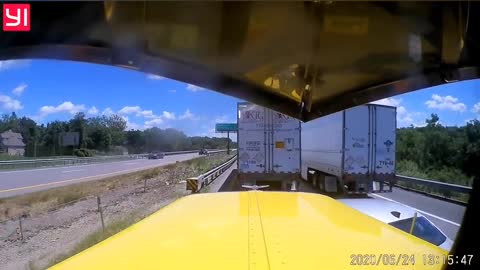 Car Cuts Off Semi Truck