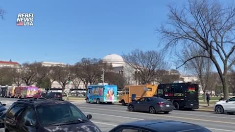 Police are blocking highway exits prohibiting the US trucker convoy