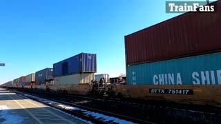 Intermodal Train CN 2871 & CN 3974 Engines In Southern Ontario