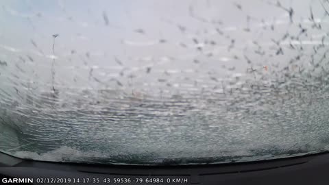 Ice Sheet Shatters Windshield