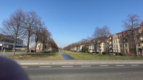 Abandoned houses and Mandau river in Zittau