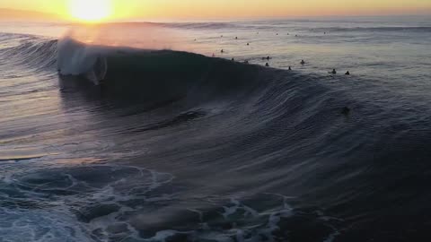 aerial footage of a surfer