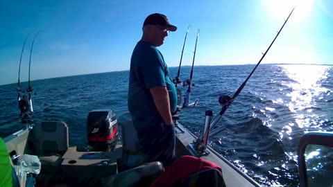 Summer salmon catch Lake Michigan trip i