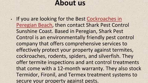 Best Cockroaches in Peregian Beach.