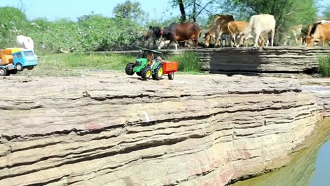 Bruder Tractor And Dumper Tipper Accident Big Water River Pulling Out JCB 3DX Jcb cartoo