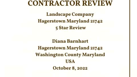 Landscape Company Hagerstown Maryland 5 Star Video Review