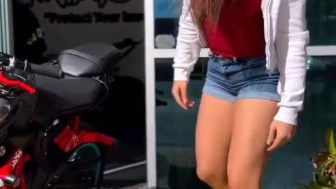 Cute girl ride bike