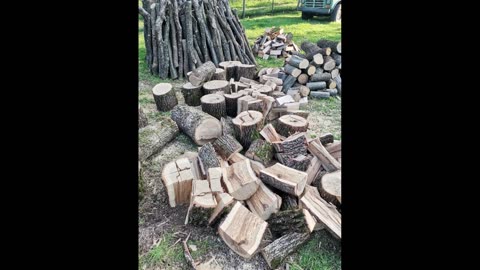 splitting wood of 1 meter in the Serbian way