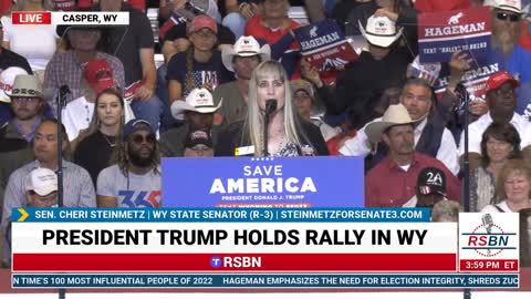 WY State Senator District 3 Cheri Steinmetz Speaks at President Trump's Save America Rally in Casper, WY on 5/28/22