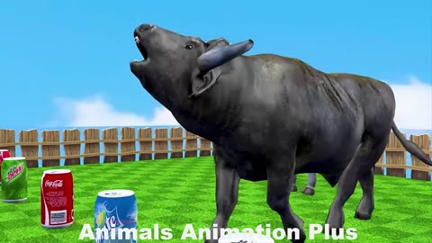 Funny 3d animals for kids . Four characters Gorilla cow Duck and Wolf