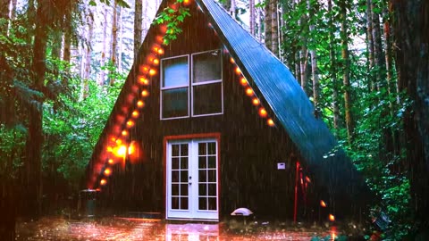 Rainy Retreat: Unwind and Listen to the Serene Sound of Heavy Rain on Cabin