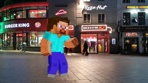 Minecraft Funny Dancing Happy on the Sidewalk