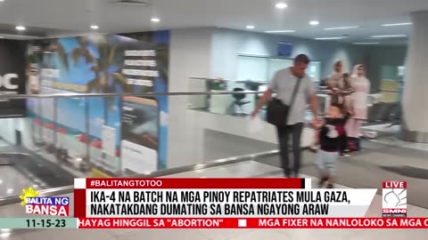 Ika-4 na batch na mga Pinoy repatriates mula Gaza, nakatakdang dumating sa bansa ngayong araw