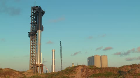 SpaceX Doublestack, Starbase, Texas with Sunset - 10/15/2022