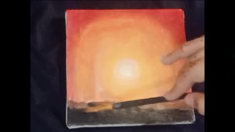 Easy Sunset painting on Canvas|Easy tutorial|Hadia Majeed