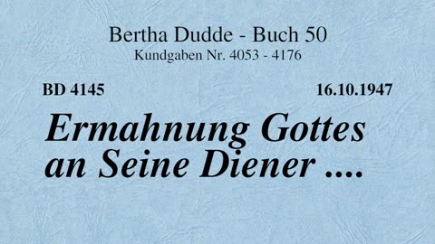 BD 4145 - ERMAHNUNG GOTTES AN SEINE DIENER ....