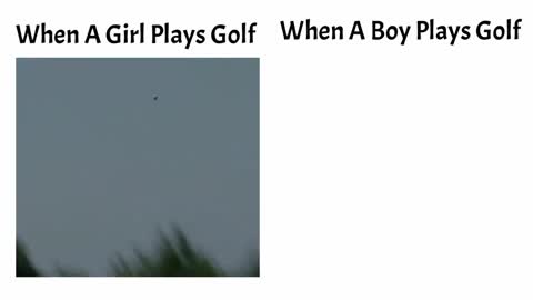 girls vs boys playing golf