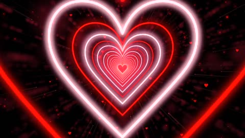 159. Heart Tunnel Background ❤️Red Heart Neon Lights Love Heart Tunnel Loop