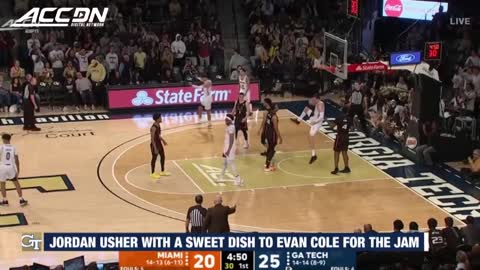 Georgia Tech's Jordan Usher With A Sweet Dish To Evan Cole For The Jam