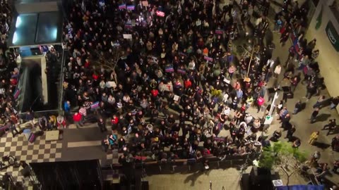 Happening now in Tel Aviv. Growing protest to depose Netanyahu.