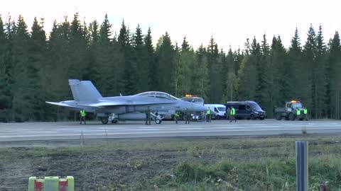 F-18D Hornet hot refueling on the highway