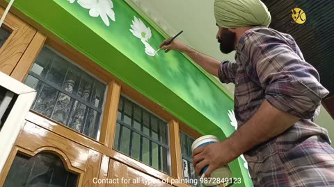 Flower painting on wall | Painter k. Chauhan art gallery SANGRUR