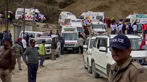 Ambulances enter site of collapsed Indian tunnel